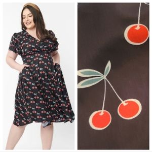 NWT UNIQUE VINTAGE SWING DRESS IN RARE CHERRY PRINT SZ. 5X